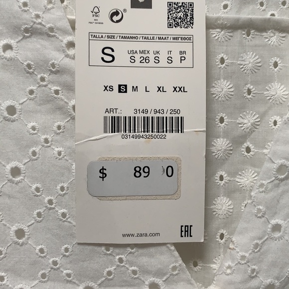 Zara openwork embroidered eyelet white dress S - Picture 14 of 16
